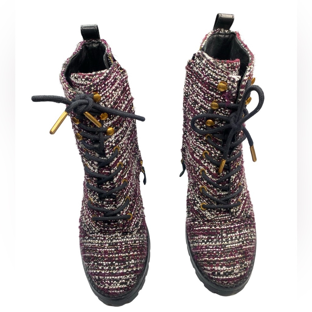 Tory Burch Multicolor Black Miller Tweed Boots Booties Woman’s size 6 - Picture 3 of 9